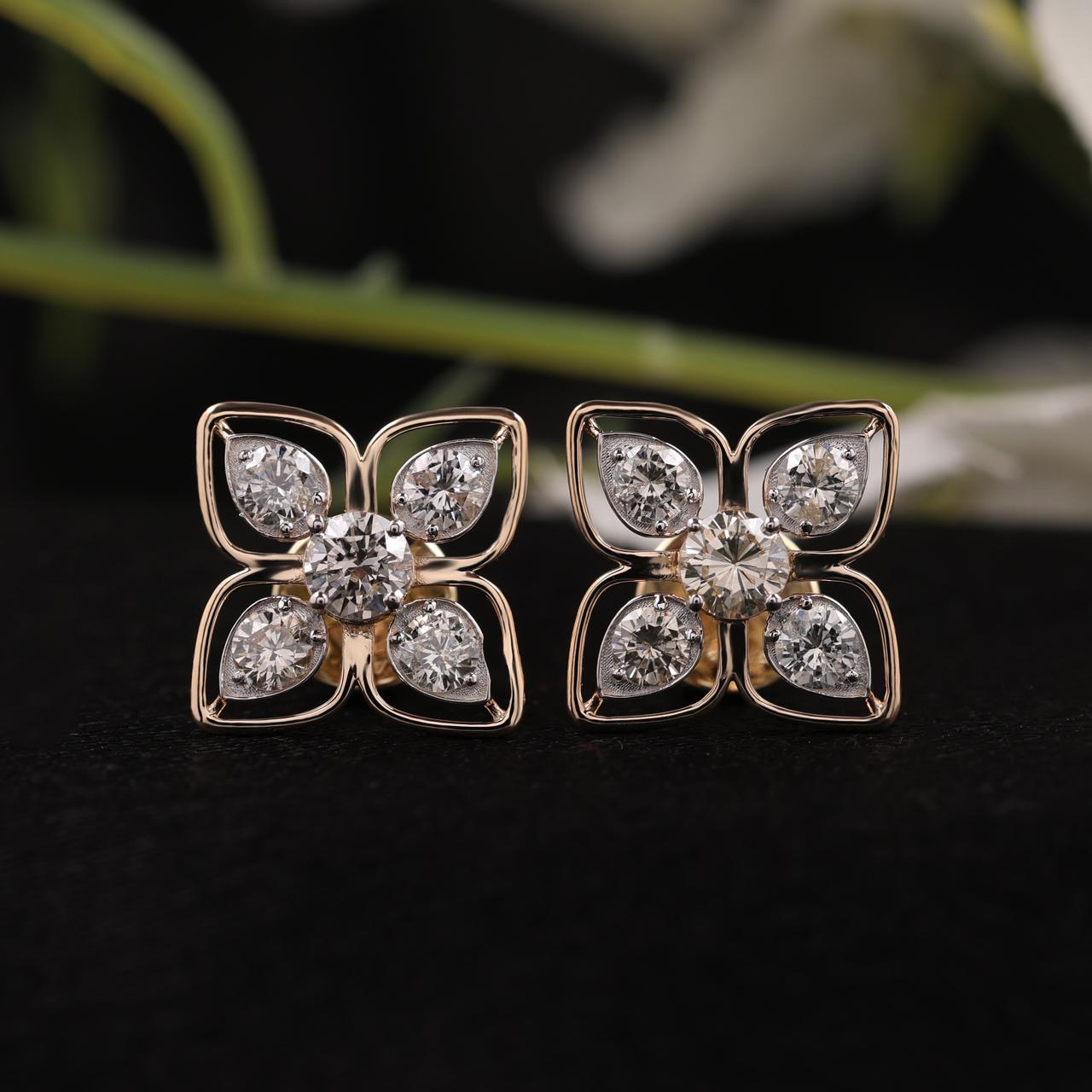 Certified natural diamond earrings