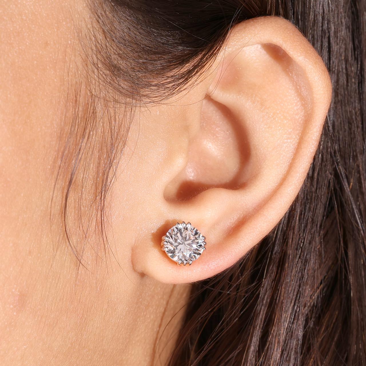Open petal diamond flower earrings
