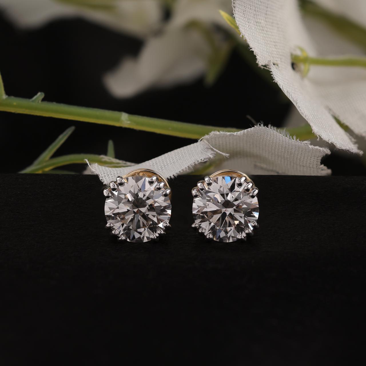 Round solitaire diamond stud earrings