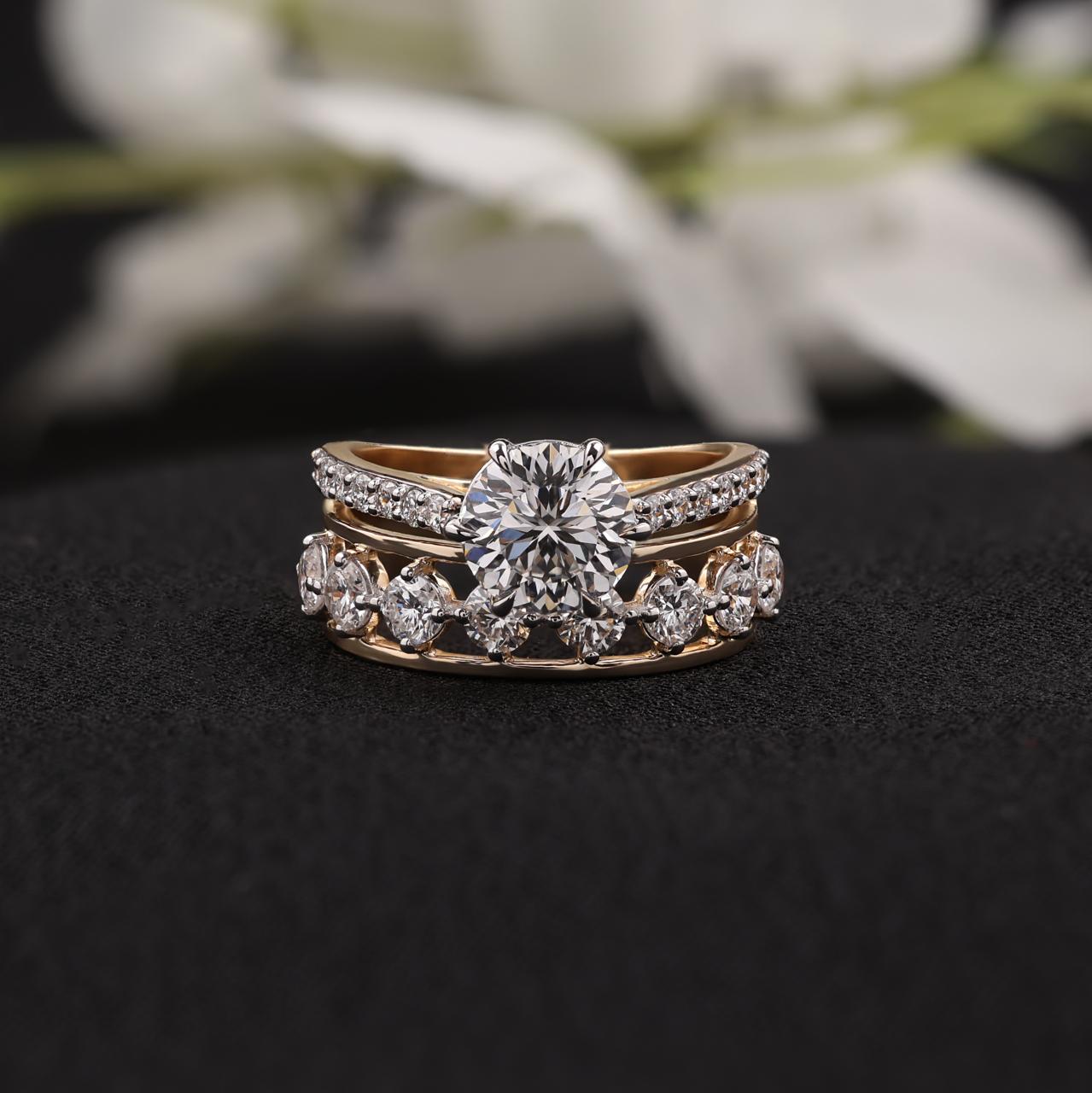 Rose gold diamond bridal ring